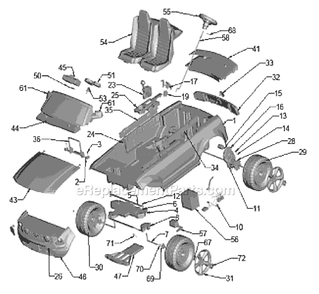Page A Diagram and Parts List for P6827  Power Wheels Ride-On Cars